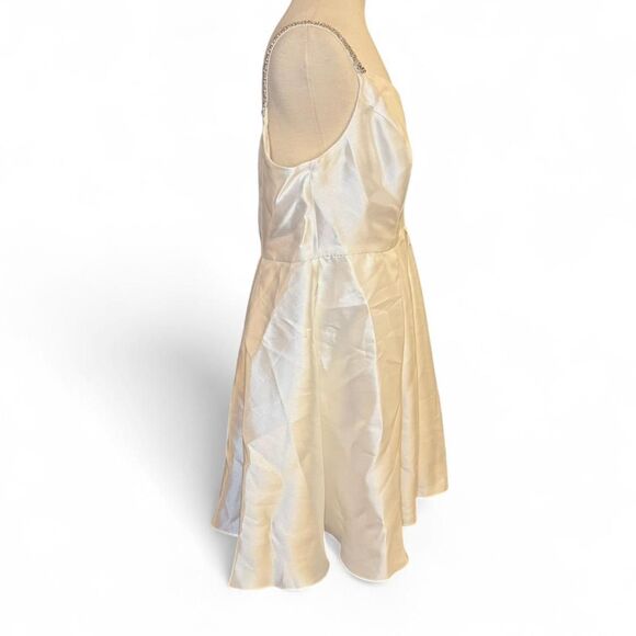 DB Studio Mikado Short Dress with Crystal Straps size 18W bridal w/pockets - Picture 4 of 8